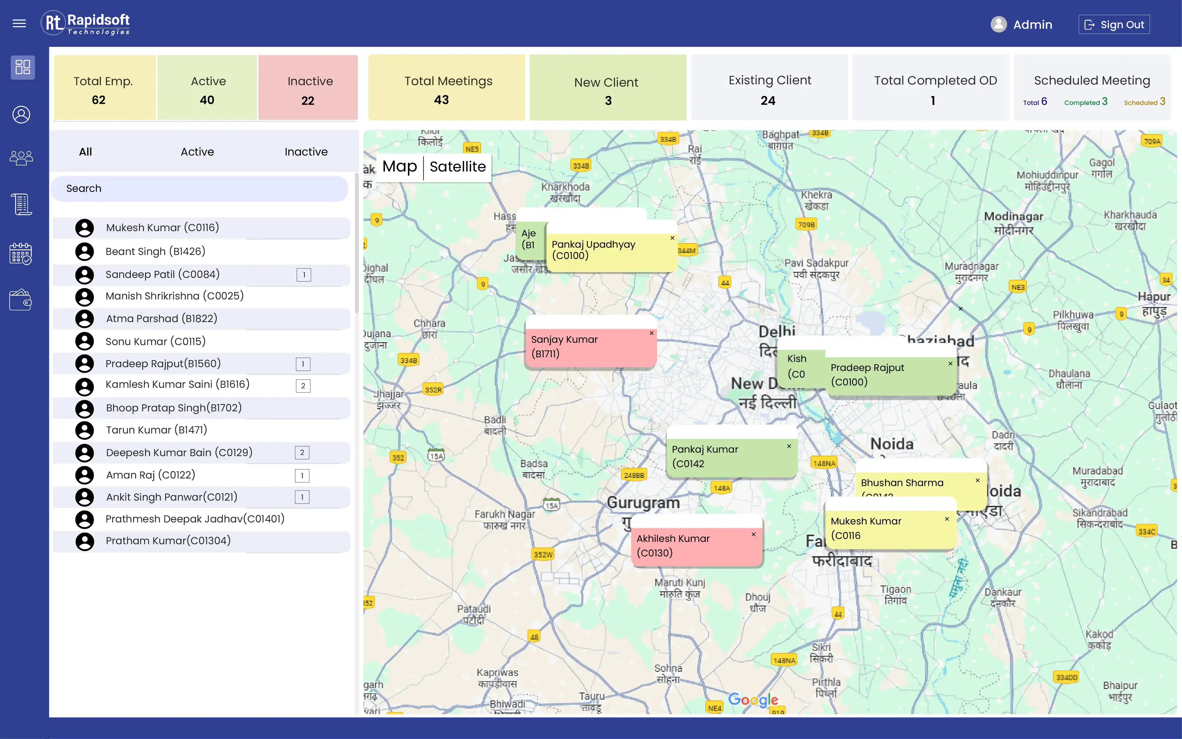 rapidsoft dashboard erp page